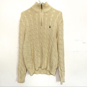 Cable-Knit Cotton Quarter-Zip Sweater Cream